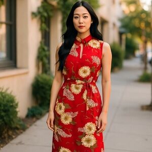 Vintage 1960’s Penney’s Adonna hawaïen Floral red dress